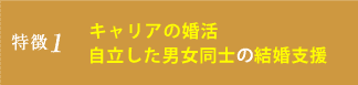 特徴１ キャリアの婚活　自立した男女同士の結婚支援