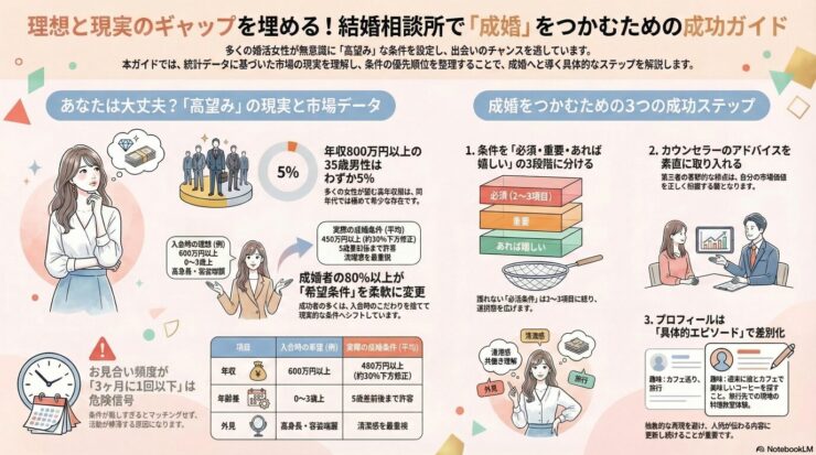 高望み婚活女性になってませんか？結婚相談所での成功ポイントとはのイメージ画像